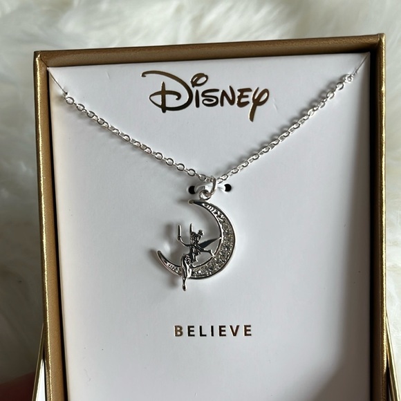 🆕 New In Box Tinkerbell Believe Moon 16”Necklace with 2” Extender Fine Silver… - Picture 3 of 4